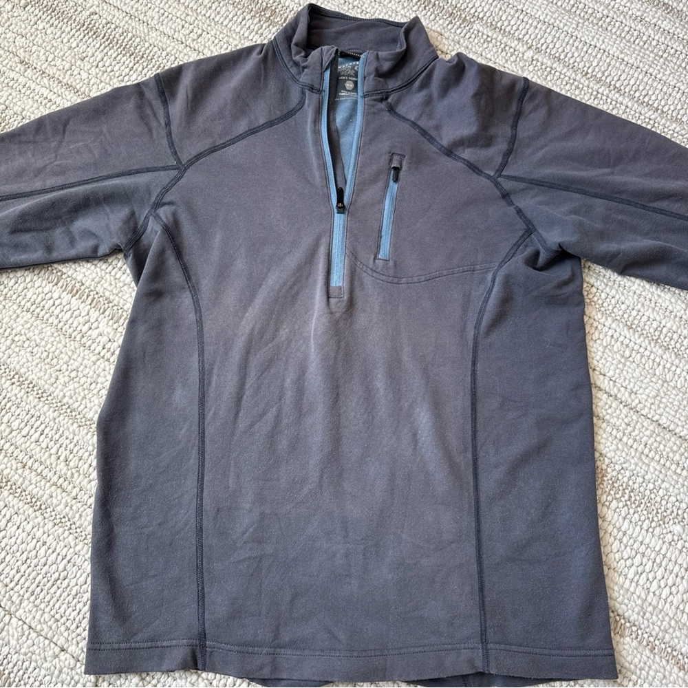 Mountain Hardwear Mens Quarter 1/4 Zip Pullover Grey Organic Cotton Blend Sz M